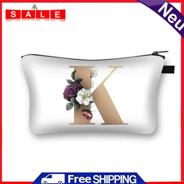 SoeHong cosmetic bag / culture bag with alphabet flower print, for travel