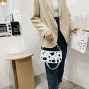 Fashion Cow Pattern Women Shoulder Bag Clear Acrylic Chain Tote Handbag (1)