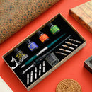 Starry Sky Glass Fountain Dip Pen Stationery Calligraphy Pen (Dark Green) Newly