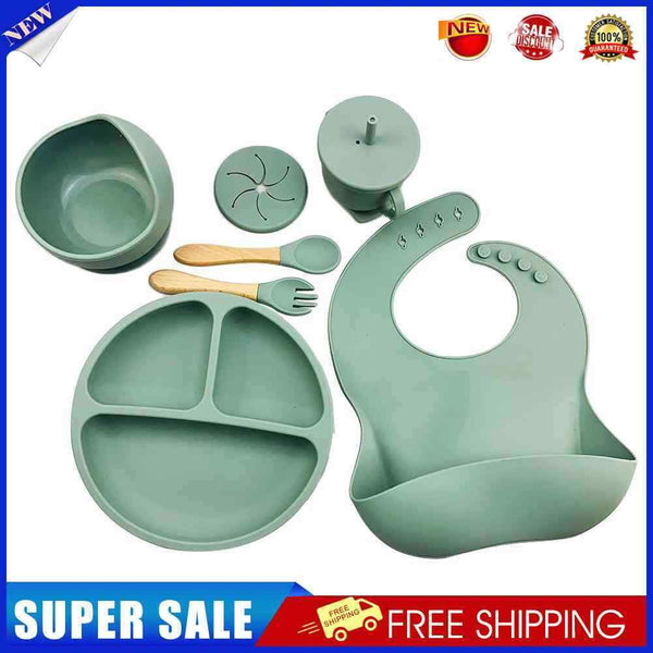 6pcs Silicone Baby Feeding Anti Slip Plates for Food Kids Tableware (Army G