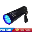 Black Mini Aluminum UV ULTRA VIOLET 9 LED FLASHLIGHT Torch Light Lamp