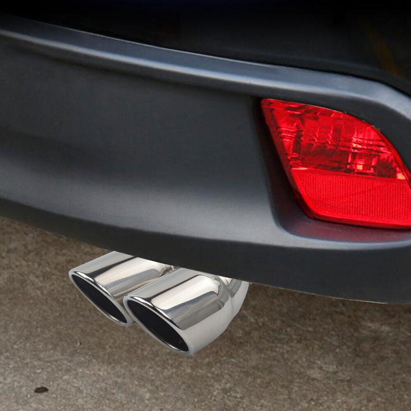 Bolt-on Dual Exhaust Tip Rolled Edge Slant Cut Tailpipe Muffler Tip 3 inch