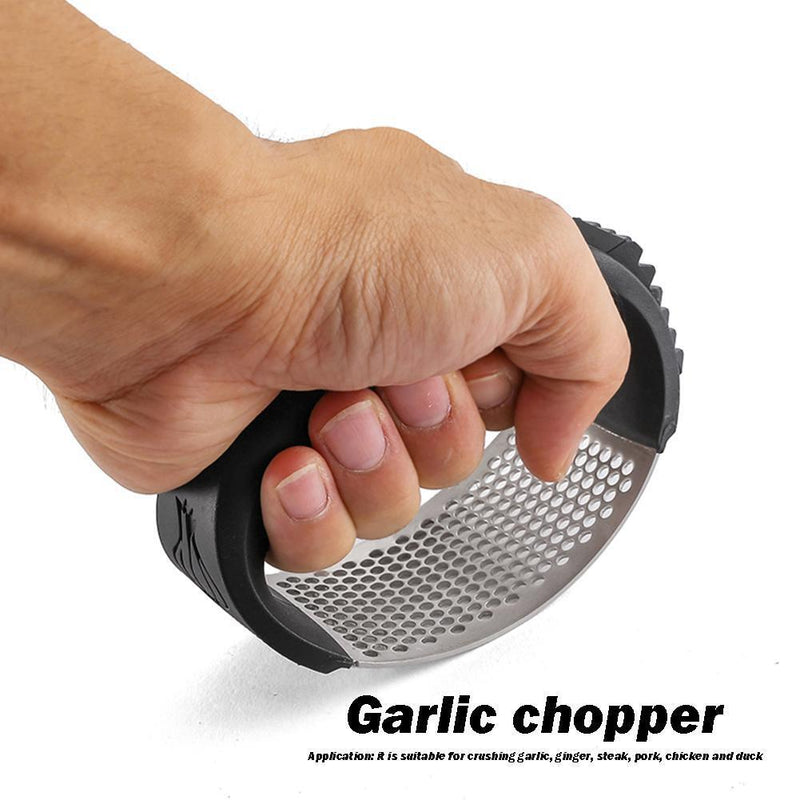 Stainless Steel Manual Garlic Presser Ginger Chopper Kitchen Tool (Black)