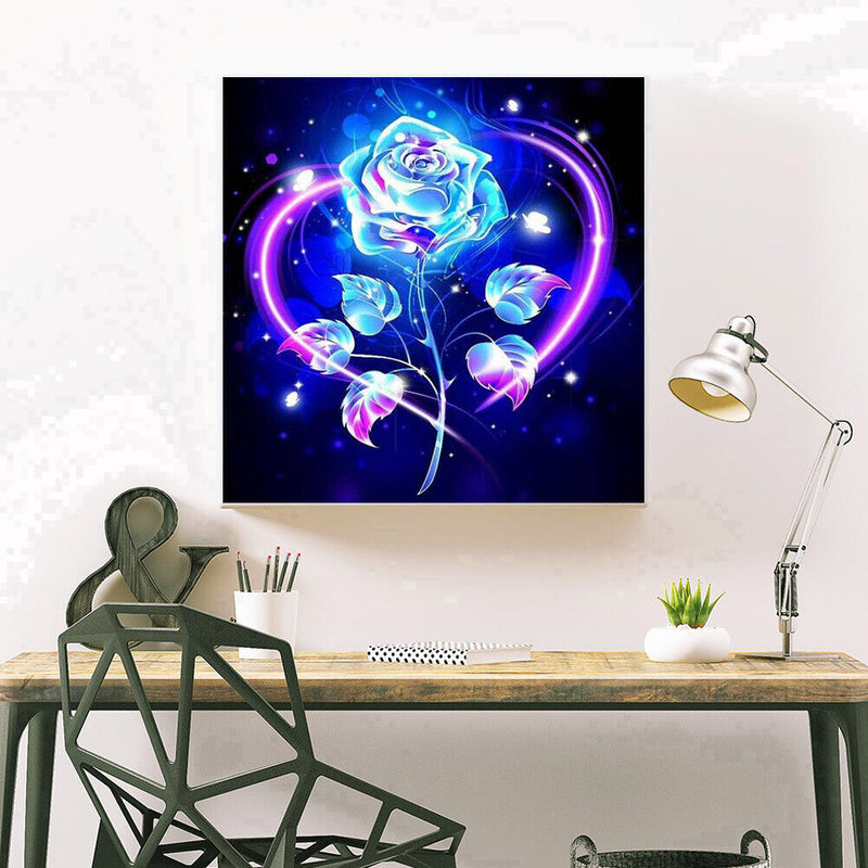 5D DIY Diamond Painted Round Diamond Blue Rose LD166