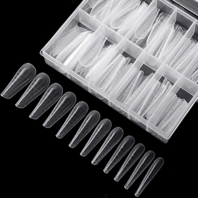 120pcs Nail Pieces Scaled Nail Extension Mold Glue Pointed Nails Manicure Tools