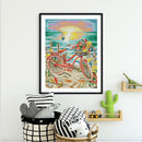 Full Embroidery Beach Bike 2-Beach 14CT Counted Cross Stitch Cotton DIY Kit