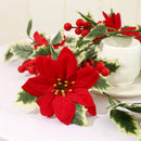 Red Berries Holly Leaves Rattan Christmas Flower Garland Home Decoration
