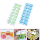 2*14 Grid Ice Cube Tray Mold DIY Popsicle Ice Cube Freezer with Cover(Blue)