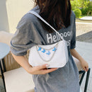Retro Women Butterfly Chain Underarm Bag Casual PU Small Handbags (White)