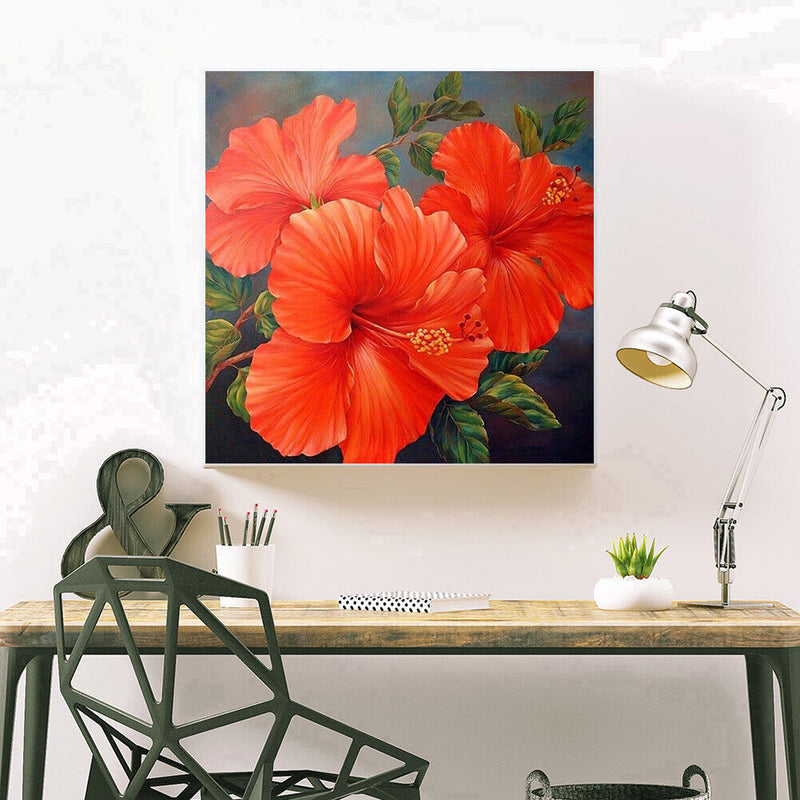 DIY Embroidery Red Flowers Diamond Painting Cross Stitch Home Decoration Gift