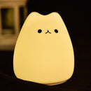 Cute 7 Color LED Night Light Soft Silicone Cat Pat Lamp Kids Gift (Popular)