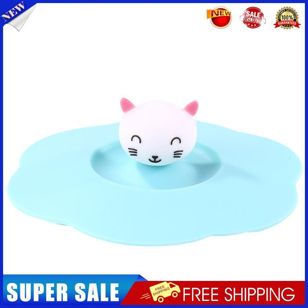 Claer Torx Silicone Cup Cover Leak Proof Cartoon Lid (Pink Blue Cat Head)