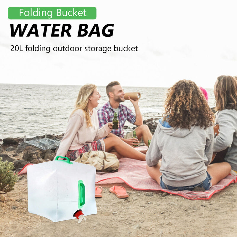 Folding Bucket Water Bag - Durable & BPA Free Material Bag with Double Handles