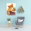 Handmade DIY Full Round Drill Diamond Painting 5D Yellow Cat Kit Poster
