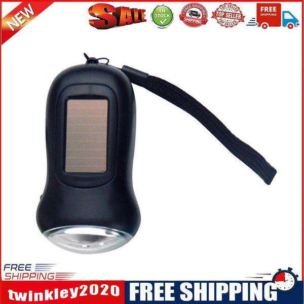 Hand Crank Solar Dynamo Torch Lamp Outdoor Emergency LED Flashlight (Black)