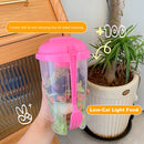 Portable Cup with Fork - Low-cal Food Container for Cereal Oatmeal (Pink) Newly