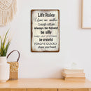 Life Rules Retro Metal Plate Tin Sign Plate Wall Art Decoration Accessories