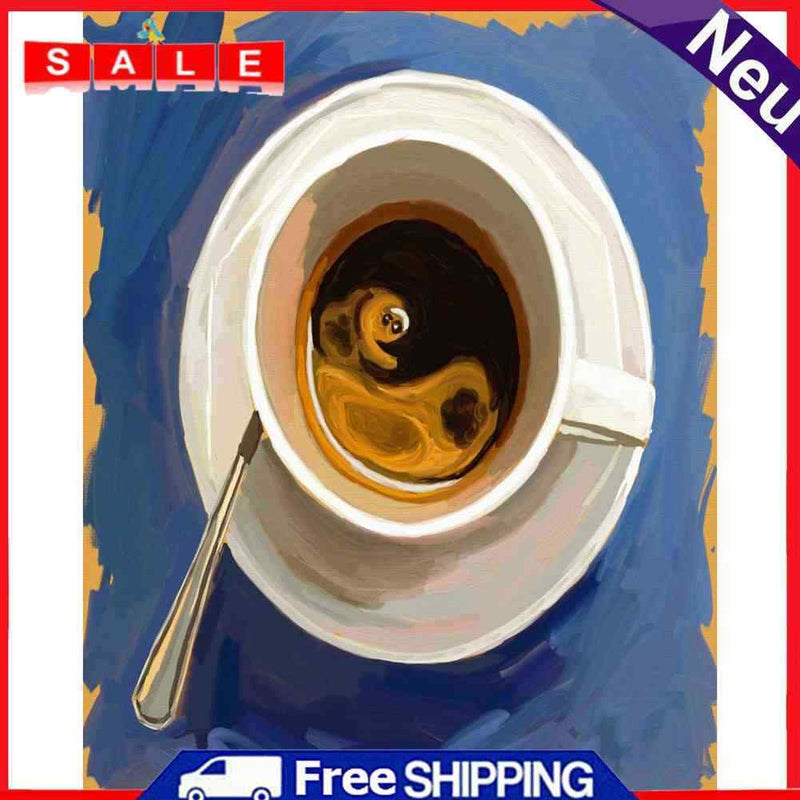 Paint By Numbers DIY Oil Canvas Pictures Hand Painted Abstract Coffee Kit Gift