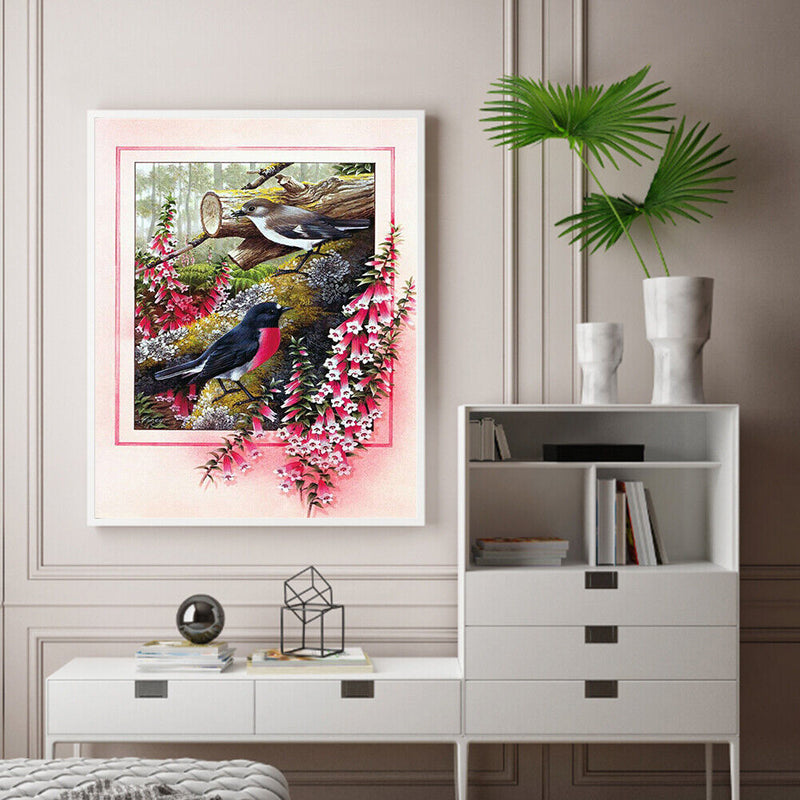 Flower Bird Oil Paint By Numbers Kit DIY Drawing Picture for Adults Home Decor