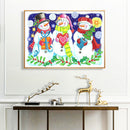 5D DIY Full Drill Round Shape Snowman Rhinestone Diamond Drawing for Bedroom