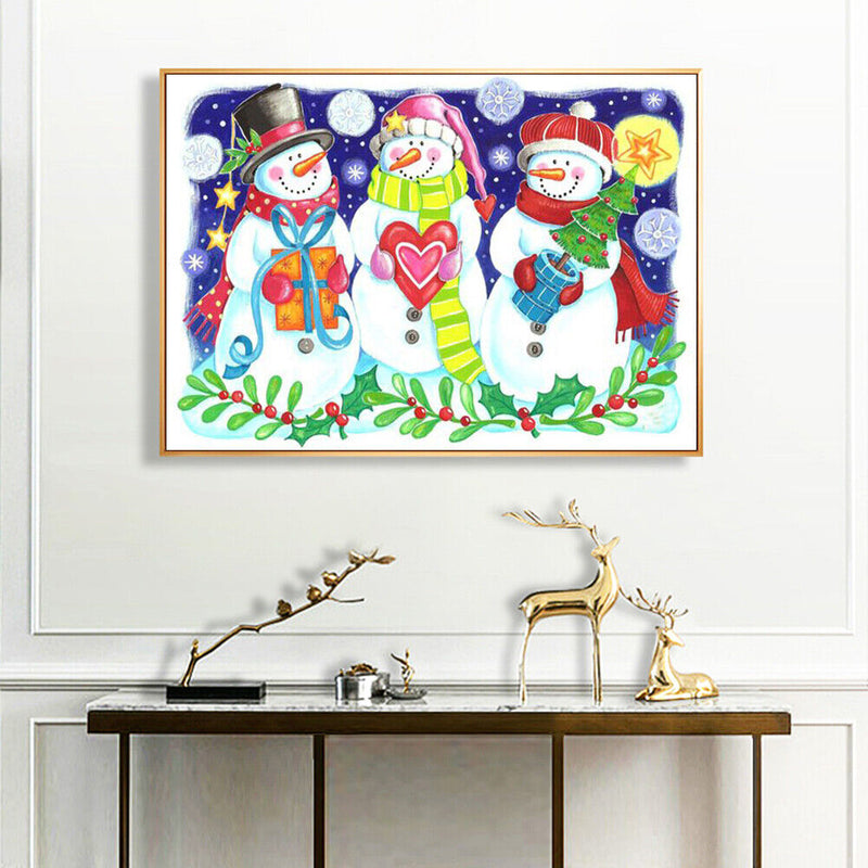 5D DIY Full Drill Round Shape Snowman Rhinestone Diamond Drawing for Bedroom