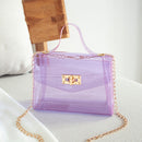 Fashion Women Transparent Messenger Bag Ladies Beach Chain Handbag (Purple)