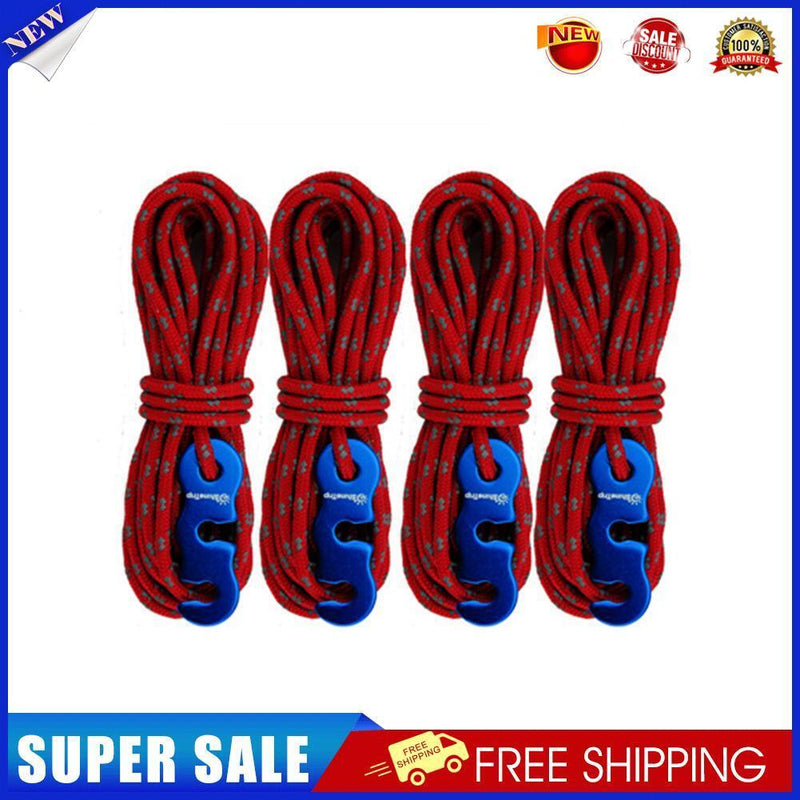4pcs Tent Wind Rope Buckle Reflective Outdoor Camping Cord Lanyard (Red)