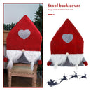 Christmas Chair Covers Plush Santa Love Heart Pointed Hat Cover (Red)
