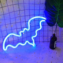 LED Neon Light Sign Bat Light Blue Halloween Birthday Party Accessory Prop Newly