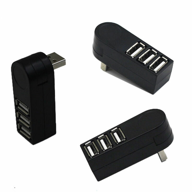 Mini 3 Port USB 2.0 Rotate Splitter HUB High Speed Laptop Expansion R6A9
