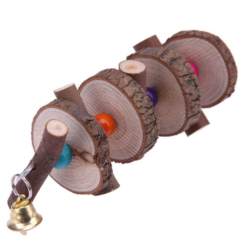 Wood String Bell Toys for Pet Bird Parrots Play Bite Hanging Cage Accessory