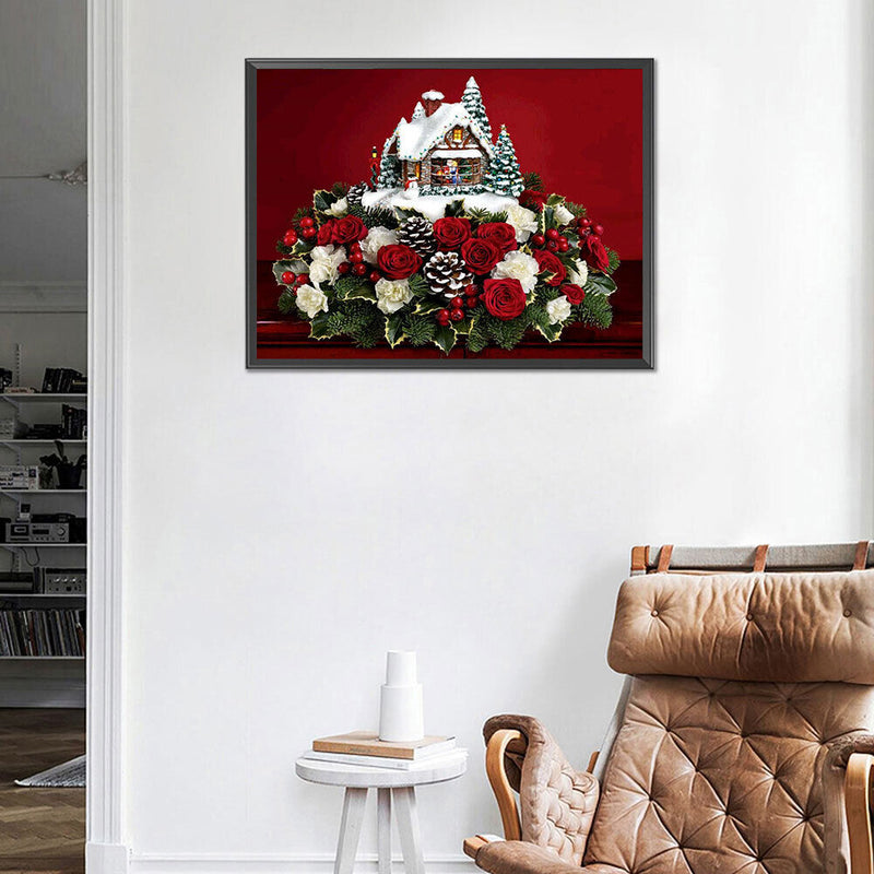 5D DIY Full Round Drill Diamond Painting Christmas House Ornament Home Decor