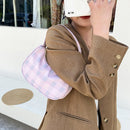 Fashion Women Plaid Print Underarm Bag Casual Small Hobos Handbags (Pink)