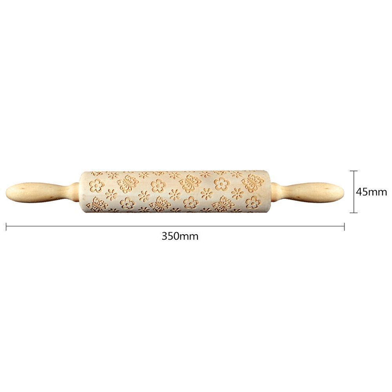 Easter Day Embossing Wood Rolling Pin for DIY Baking Cookies (Butterfly)
