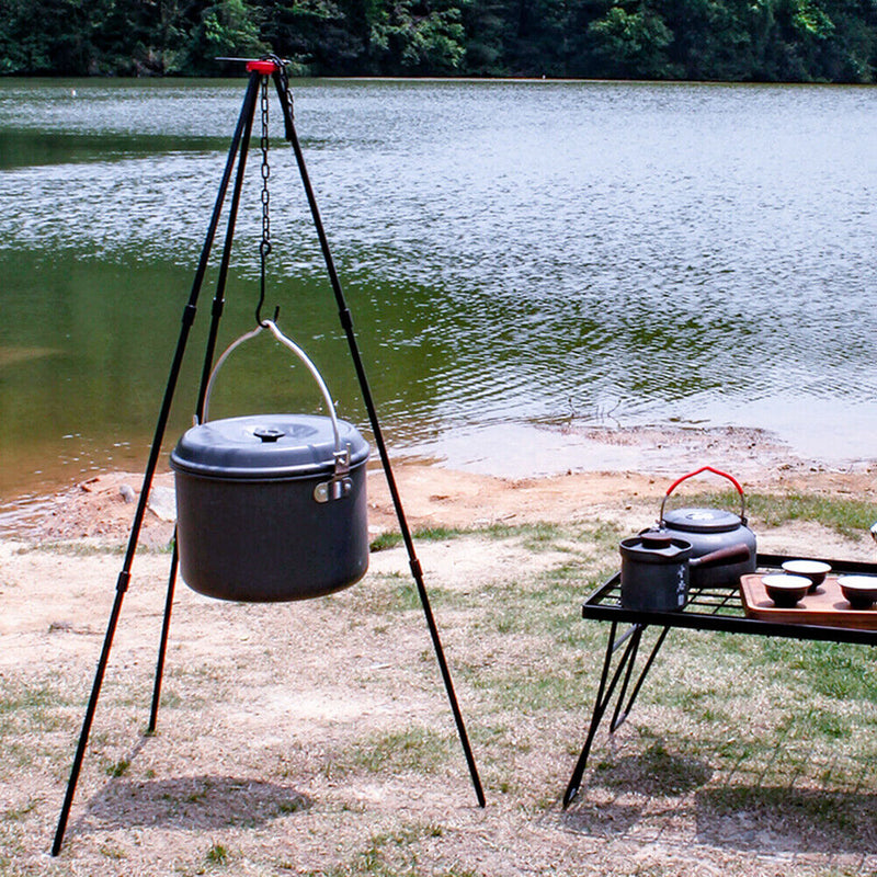 SUNDICK Outdoor Camping Cookware Tripod Aluminum Alloy Hanging Cooking Pot Newly