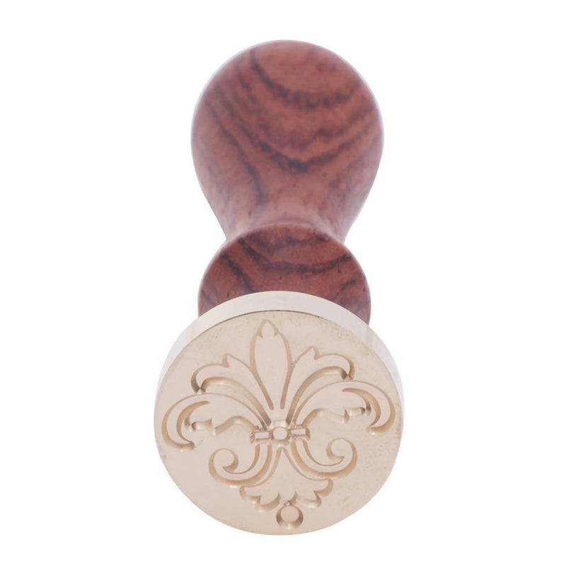 Retro Lily Pattern Rosewood Handle Sealing Wax Seal Stamps Post Decor(K02)