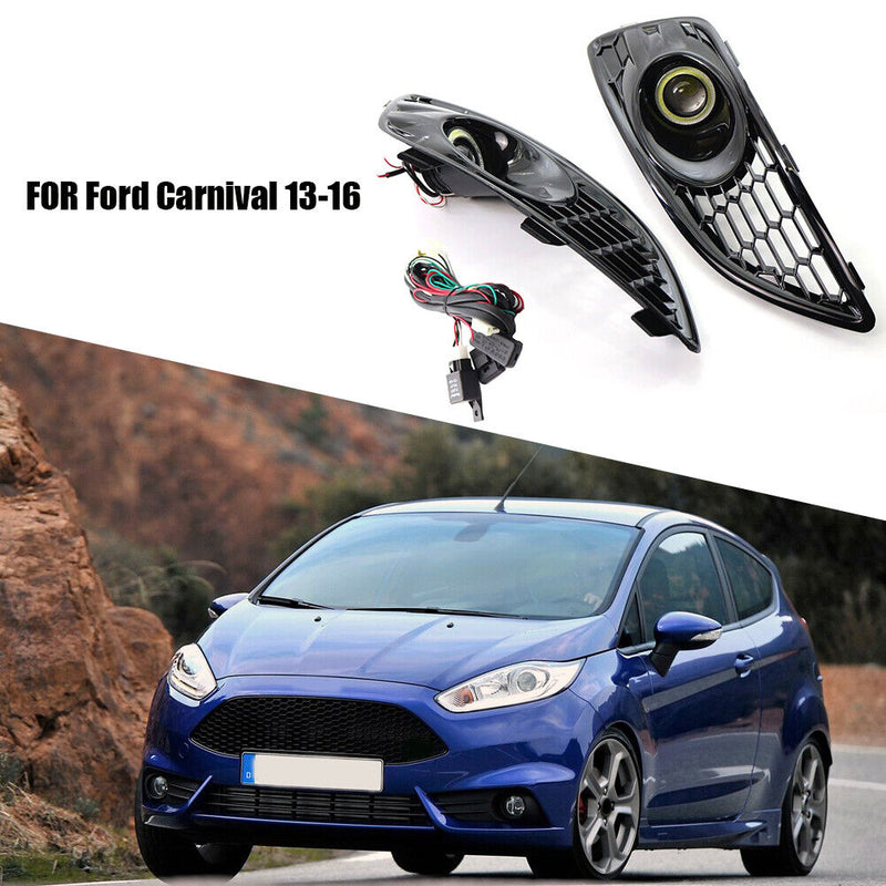 For Ford Fiesta JA8 13-17 White Lens Fog Lights Headlight Cover Hood Grill Kit