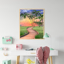 Paint By Numbers DIY Coastal Path Hand Painted Art Canvas Oil Home Wall Decor