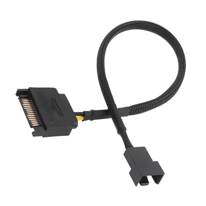 2pcs Sleeved SATA 15Pin to Small 4Pin Fan Power Adapter Extension Cable