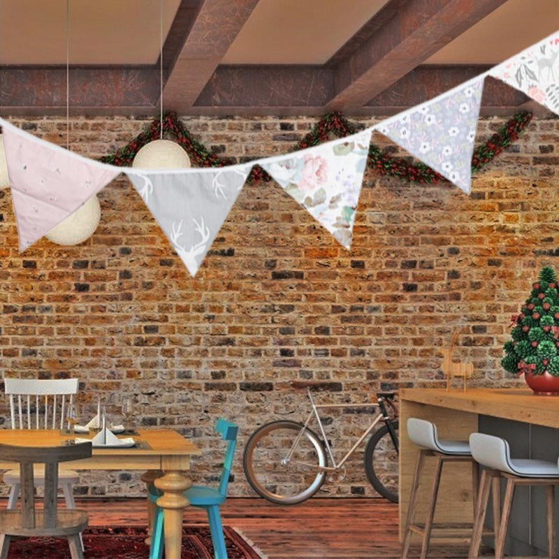 12 Flags Bunting Banners Triangular Flags Pennant Wedding Party Home Decora