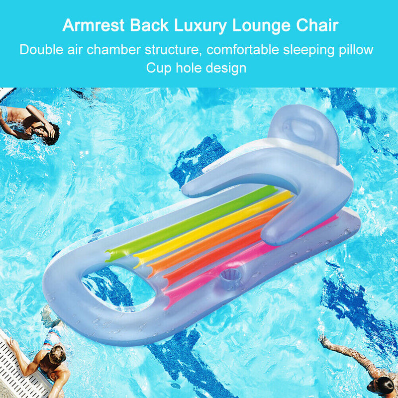 #A Swimming Pool Lounge Chair Water Inflatable Floating Row Air Mat Beach Equipm