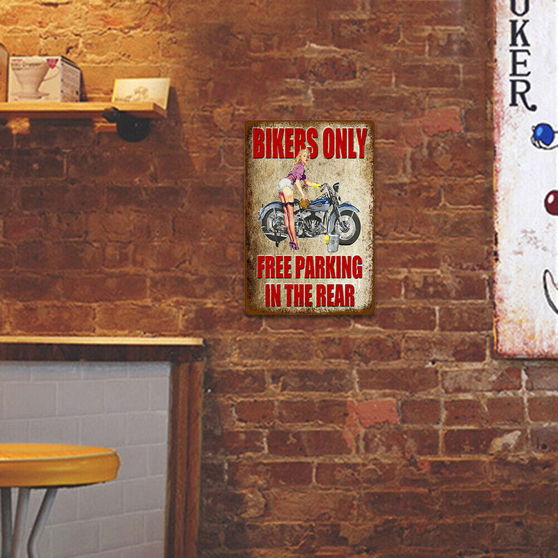 20x30cm Retro Beauty Motorcycle Tin Painting Rectangular Metal Signs (D)