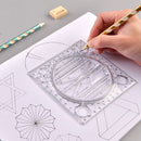 Multifunctional Rotatable Drawing Ruler Math Art Design Template (Black) Newly