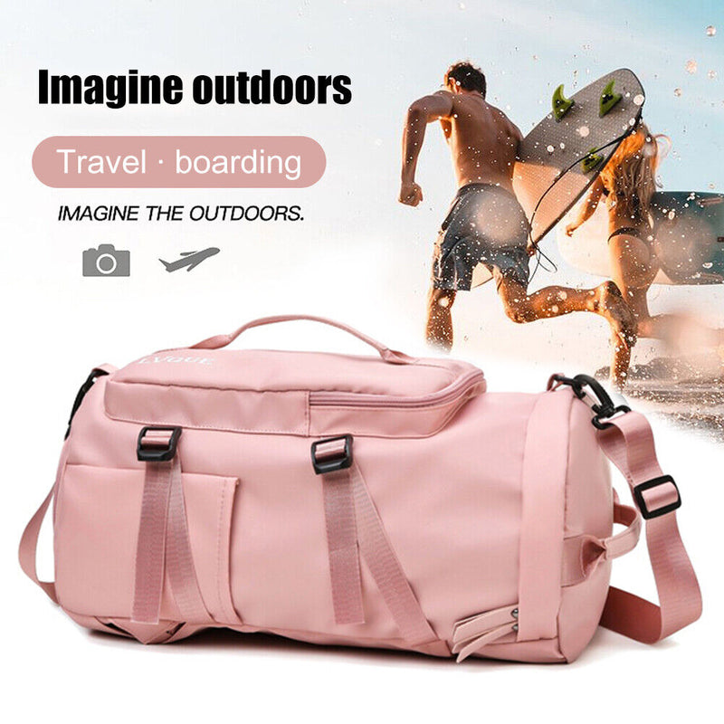 Unisex Backpack Travel Sports Compartment Gym Fitness Camping Bag (Pink) Newly