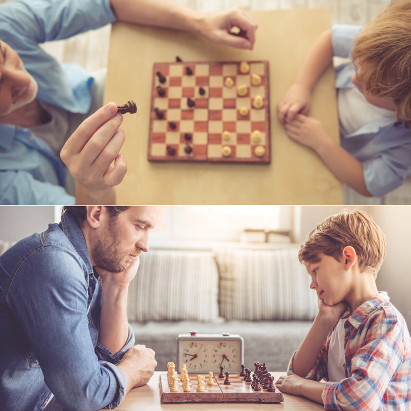 2 in 1 International Chess Checkers Set, Classic Magnetic Chess Pieces Board