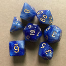 7pcs/Set Dichromatic Dices Digital Polyhedron Starry Sky Dice (Blue White) Newly