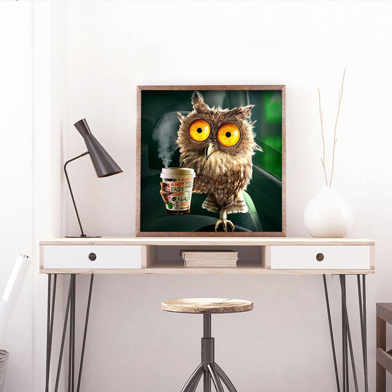 Full Round Drill Mosaic Craft DIY Funny Owl Diamond Painting Rhinestone Poster