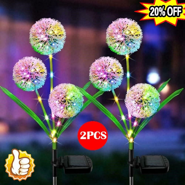 2PCS Solar Light Outdoor Decorative Dandelion Garden Light Stake Landscape Lamps