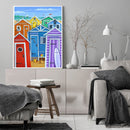 Frameless Oil Paint By Numbers Sea Colorful House DIY Canvas Picture Craft