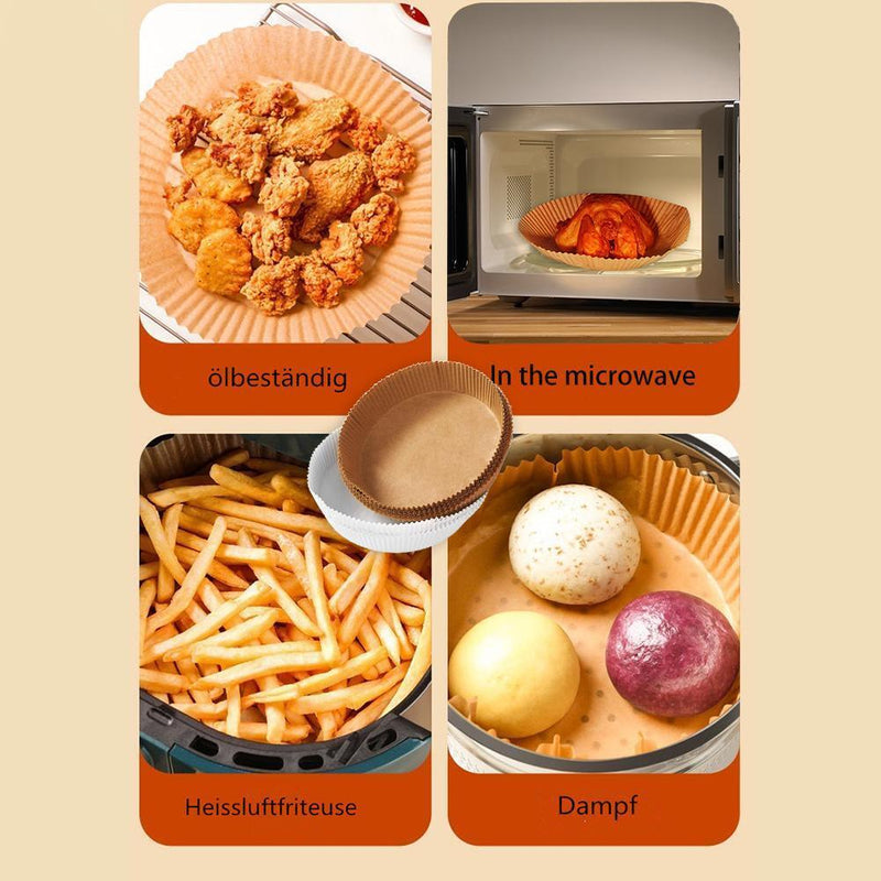 50x Air Fryer Disposable Paper Liner Wood Pulp Steamer Baking Mats (White)